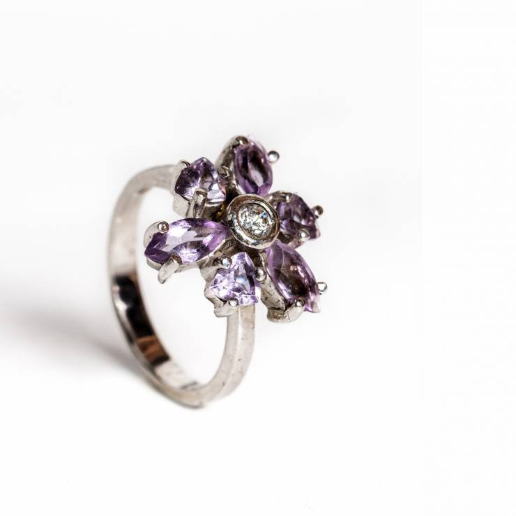 Inel floare ametist 98 lei (size 12)